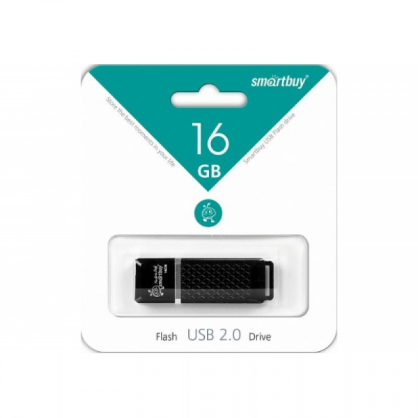USB флешка 16 GB SMART BUY QUARTZ С КОЛПАЧКОМ USB 2.0 (цвет в ассорт.)