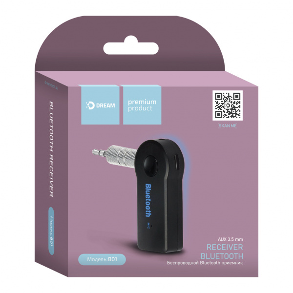 Автомобильный ресивер Bluetooth DREAM B01 (AUX/MIC/Кабель USB) 