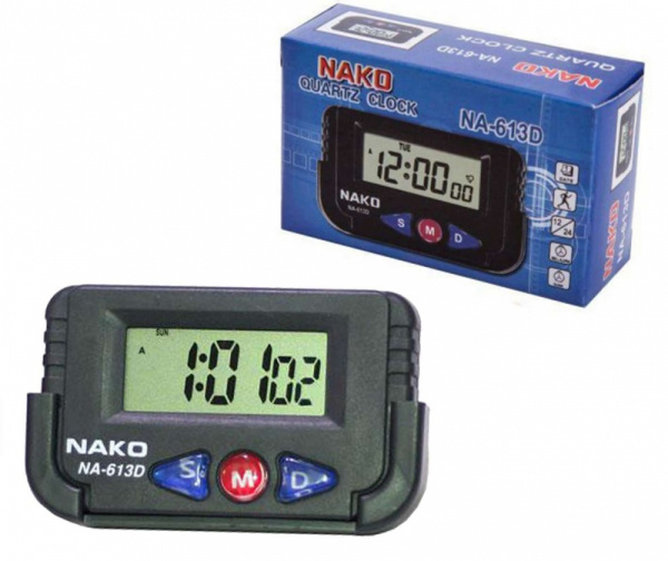 Часы электронные будильник/секундомер/день недели, на клипсе + липучка "NAKO NA-613D"