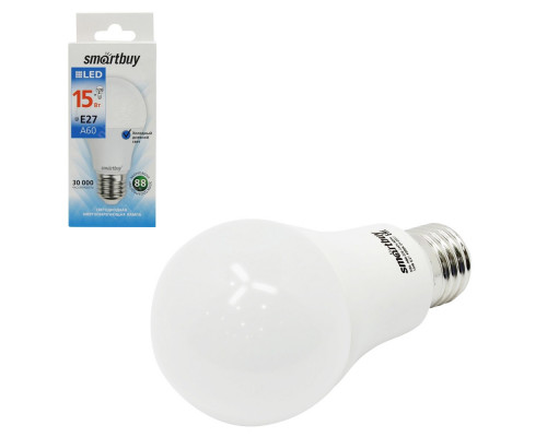 Светодиодная лампа SMARTBUY A60-15W/3000/E27 тёплый свет 