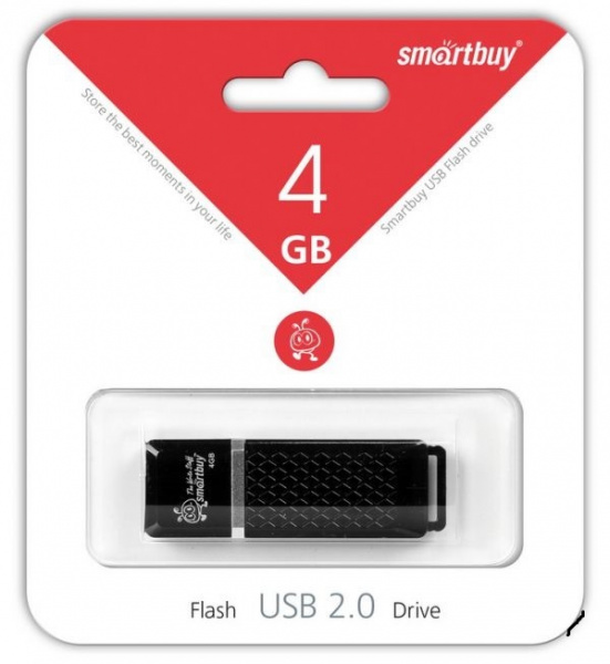USB флешка 4 GB SMART BUY QUARTZ С КОЛПАЧКОМ USB 2.0 (цвет в ассорт.)