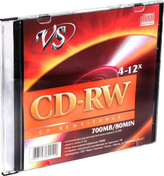 Чистый диск CD-RW VS SLIM BOX