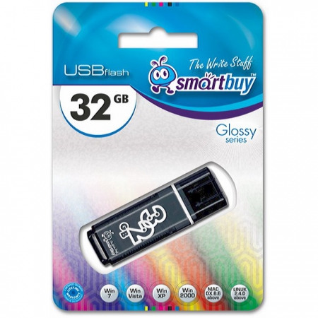 USB флешка 32 GB SMART BUY GLOSSY SERIES USB 2.0 (цвет в ассорт.)