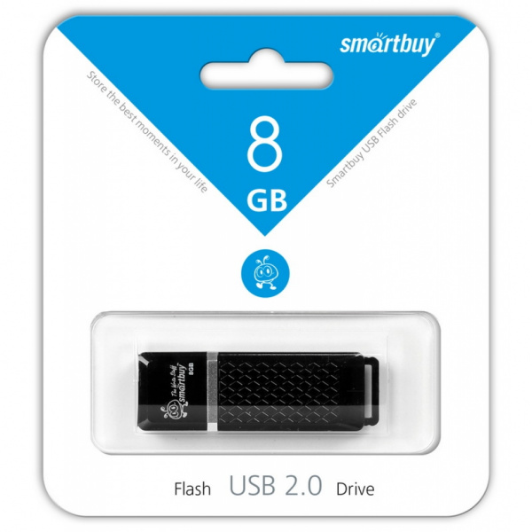 USB флешка 8 GB SMART BUY QUARTZ SERIES с колпачком USB 2.0 (цвет в ассорт.)
