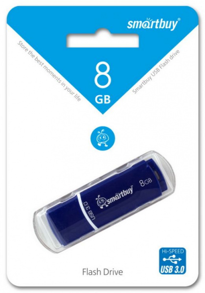 USB флешка 8 GB SMART BUY CROWN SERIES с колпачком USB 2.0 (цвет в ассорт.)