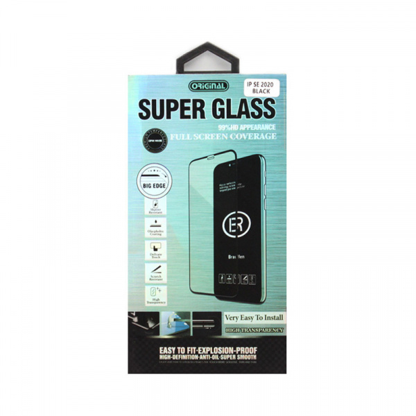 Защитное стекло iPhone SE 2020 6D Super Glass чёрное 