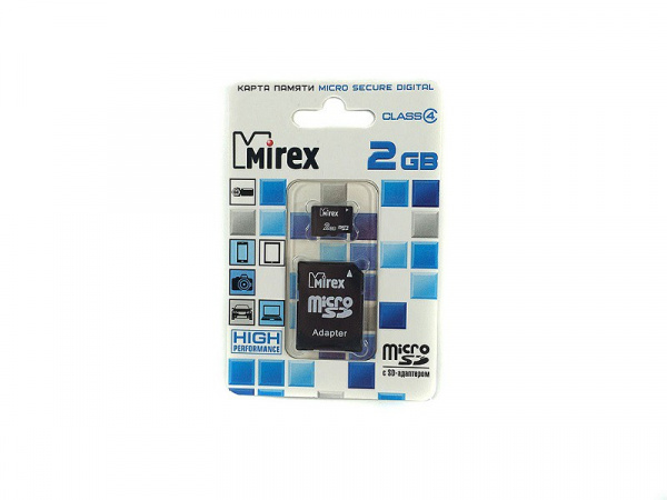 Карта памяти Micro SD 2 GB  MIREX CLASS 4