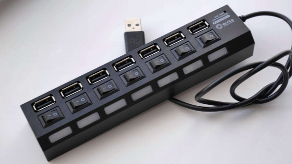 USB разветвитель USB 2.0 7USB 0,5м,с выключателями
