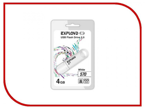 USB флешка 4 GB EXPLOYD 570 С КОЛПАЧКОМ USB 2.0 (цвет в ассорт.)