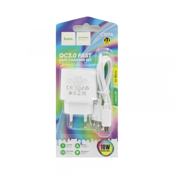 СЗУ Micro USB Hoco C109A 18 Вт ,QC3.0 / QC2.0, FCP, AFC