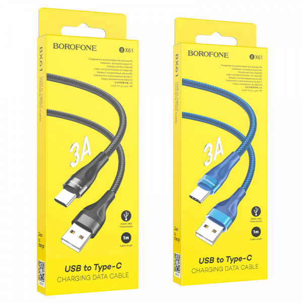Кабель USB LIGHTNING BOROFONE BX61 1М. 3A (в ассортименте)