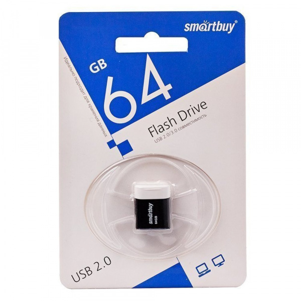 USB флешка 64 GB SMART BUY LARA mini с колпачком (цвет в ассорт.)