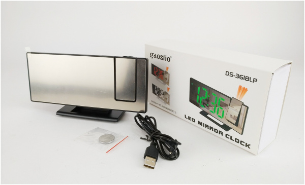 Часы электронные будильник (DS-3618LP) с датой и термометром,проектор (ЗЕЛЁНЫЙ)