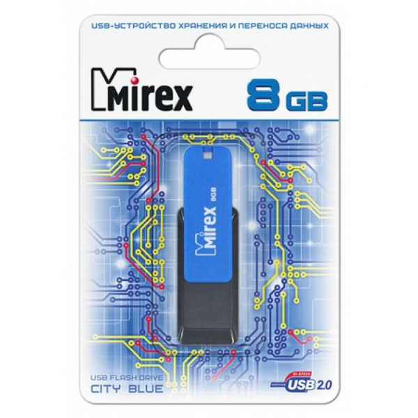 USB флешка 8 GB MIREX CITY USB 2.0 (цвет в ассортименте)