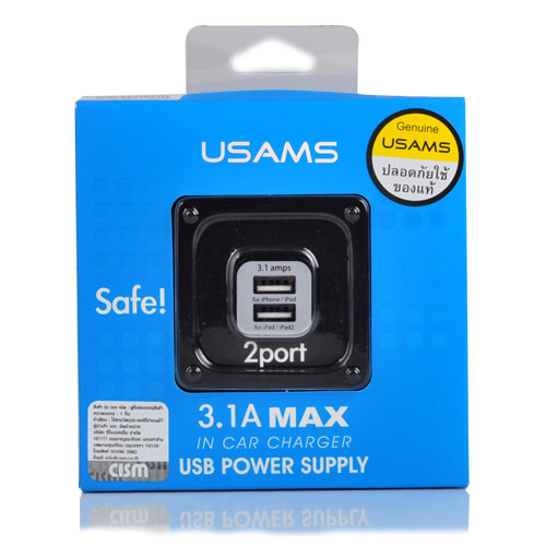 USB автомобильное з.у. 2 порта 3.1А  USAMS