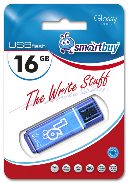 USB флешка 16 GB SMART BUY GLOSSY SERIES USB 2.0 (цвет в ассорт.)
