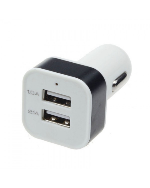 USB автомобильное з.у. 2 порта 1А+2.1А пакет (цвета в ассортименте)